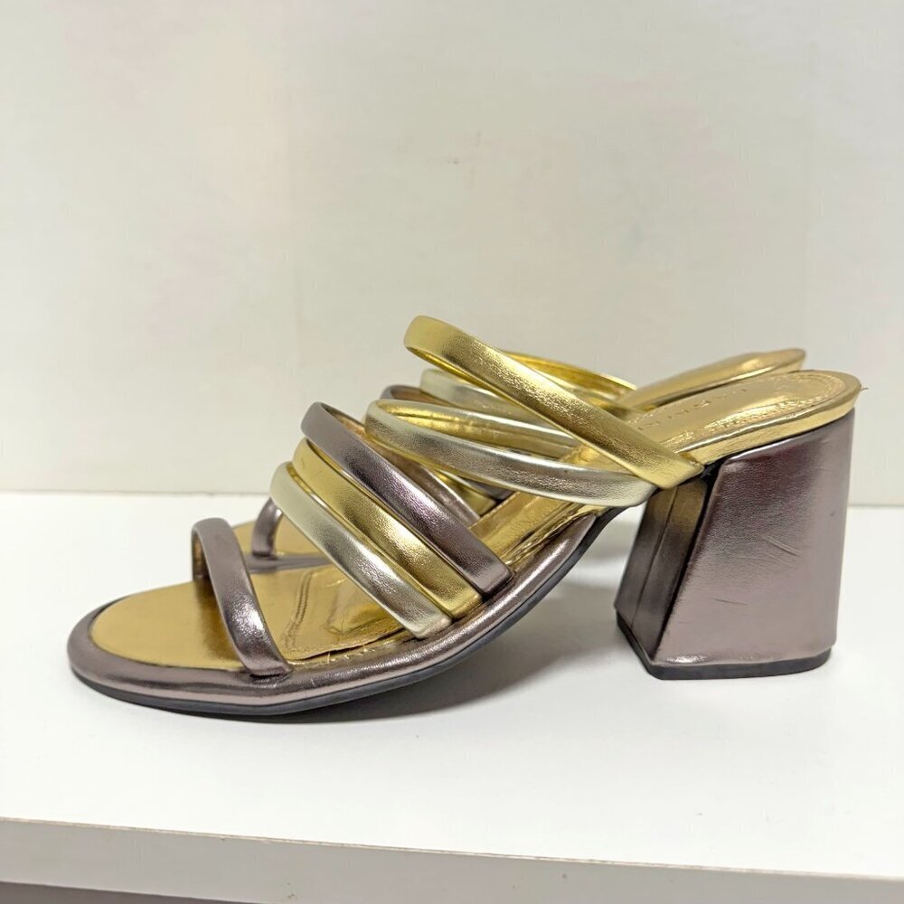 FARM Rio Sandal Block Heel Slide Gold - Picture 3 of 11